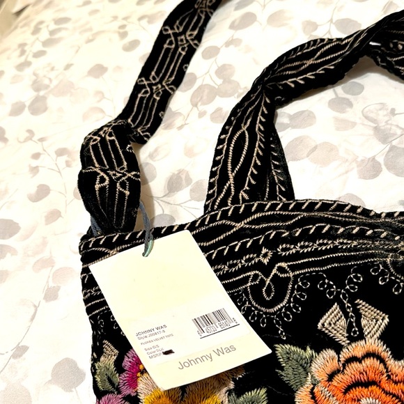 Johnny Was Flores Velvet Tote. Black with multicolored embroidery. NWT - Picture 7 of 12